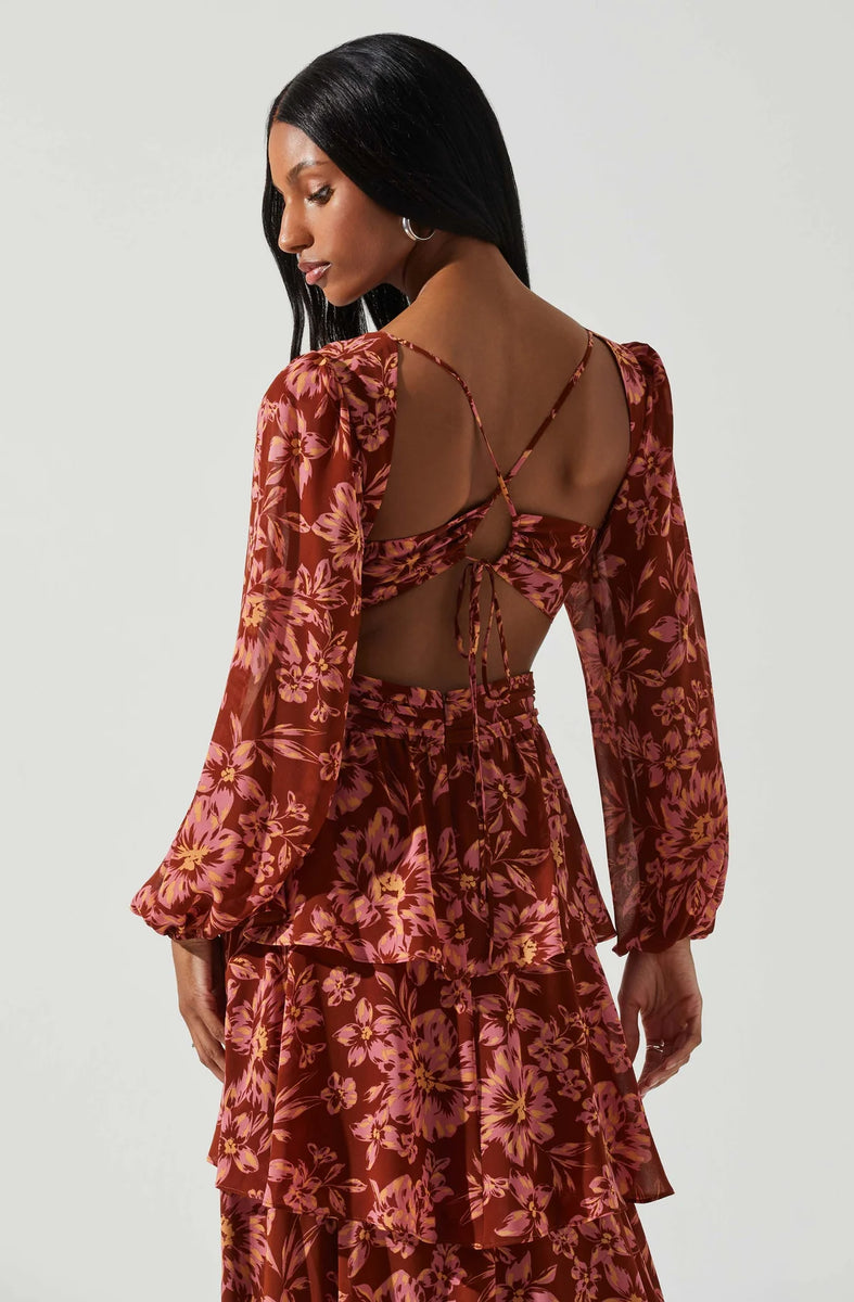 Anora Floral Tiered Maxi Dress – La Tre Clothing
