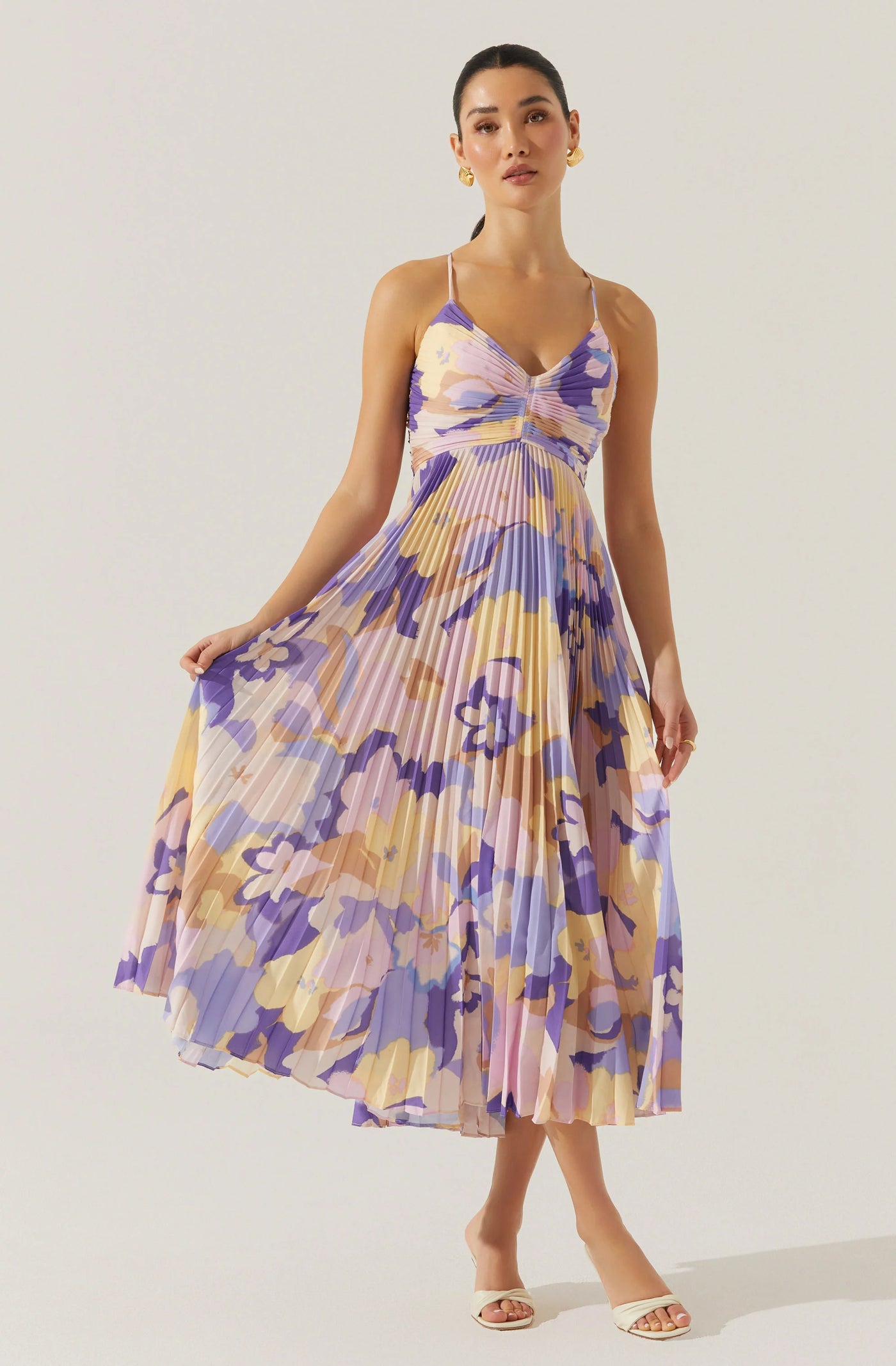 Blythe Floral Plisse Midi Dress Blythe Floral Plisse Midi Dress