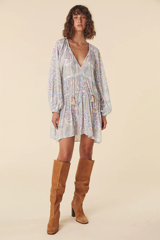 pastel tunic dress SHEIN Clasi Notched Neckline Puff Sleeve Tunic Dress,Pastel Dresses For Women