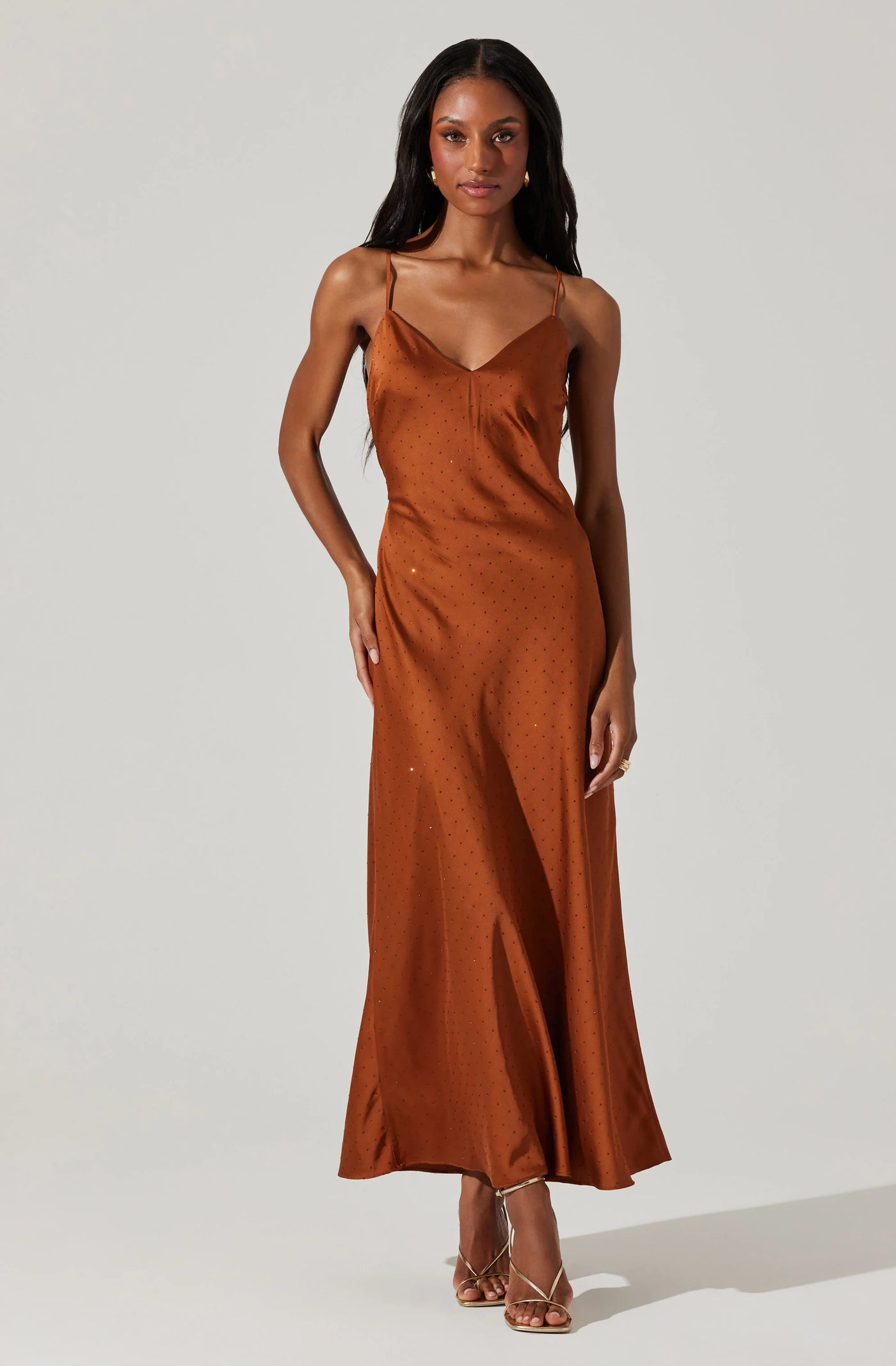 copper satin slip dress ROSE SILK SLIP DRESS COPPER