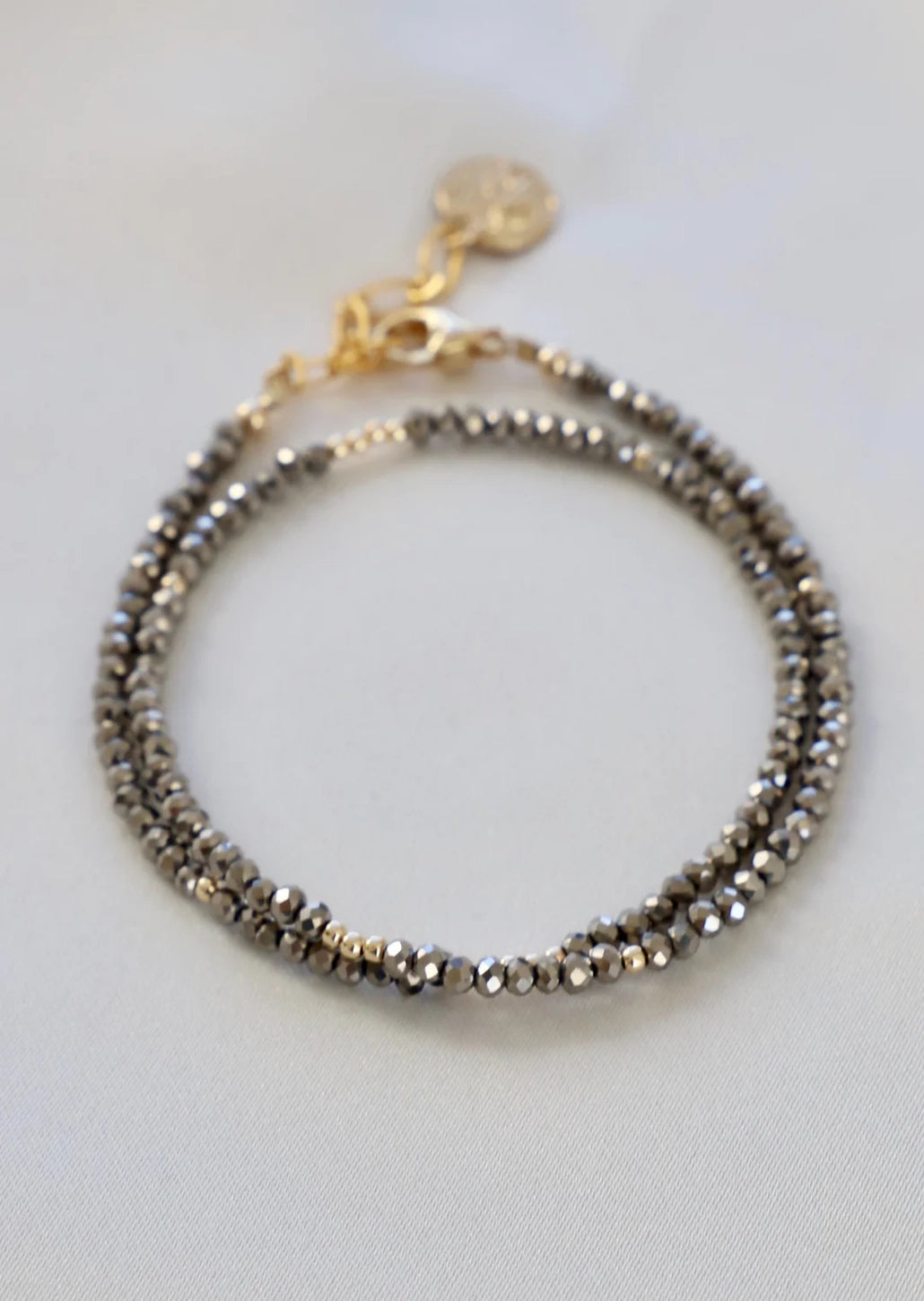 Metallic Petite Crystal Double Wrap Bracelet