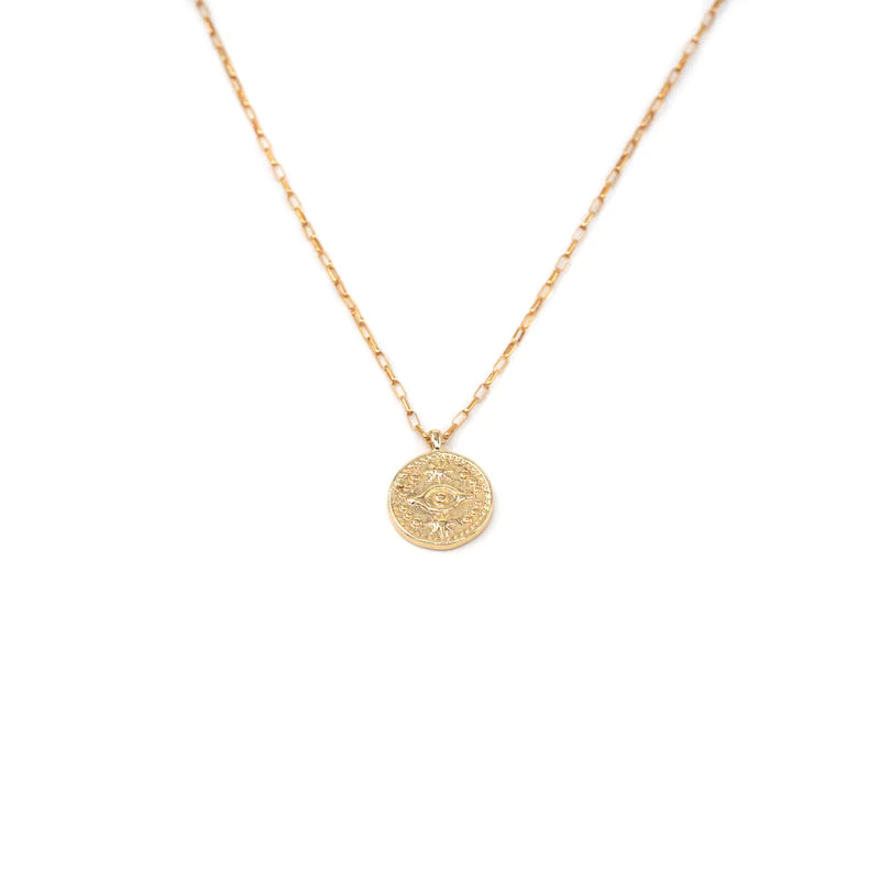 Baby Link Evil Eye Coin Necklace