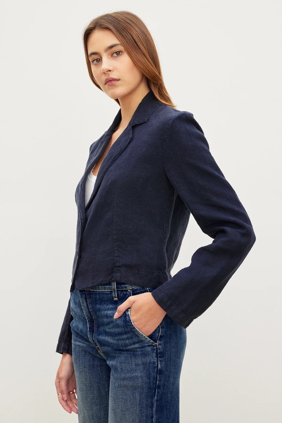 Finley Linen Crop Blazer