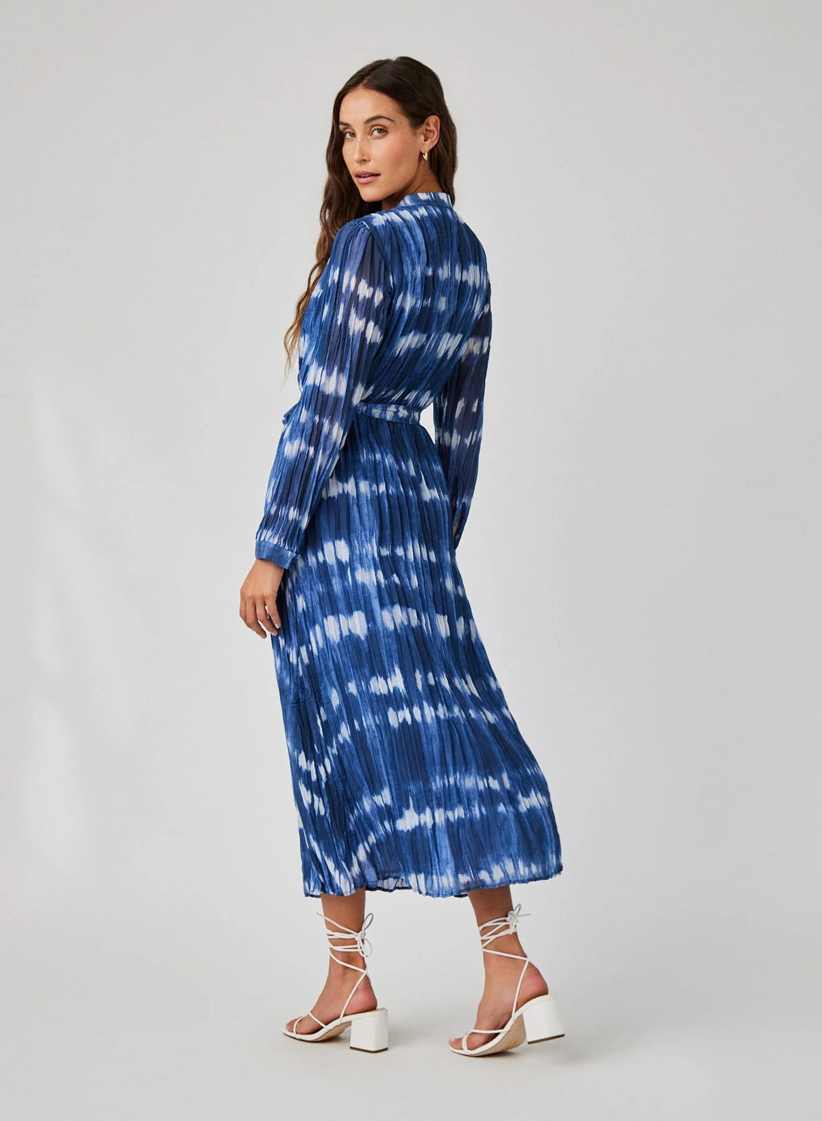 Long Sleeve Pleated Maxi Shirt Dress