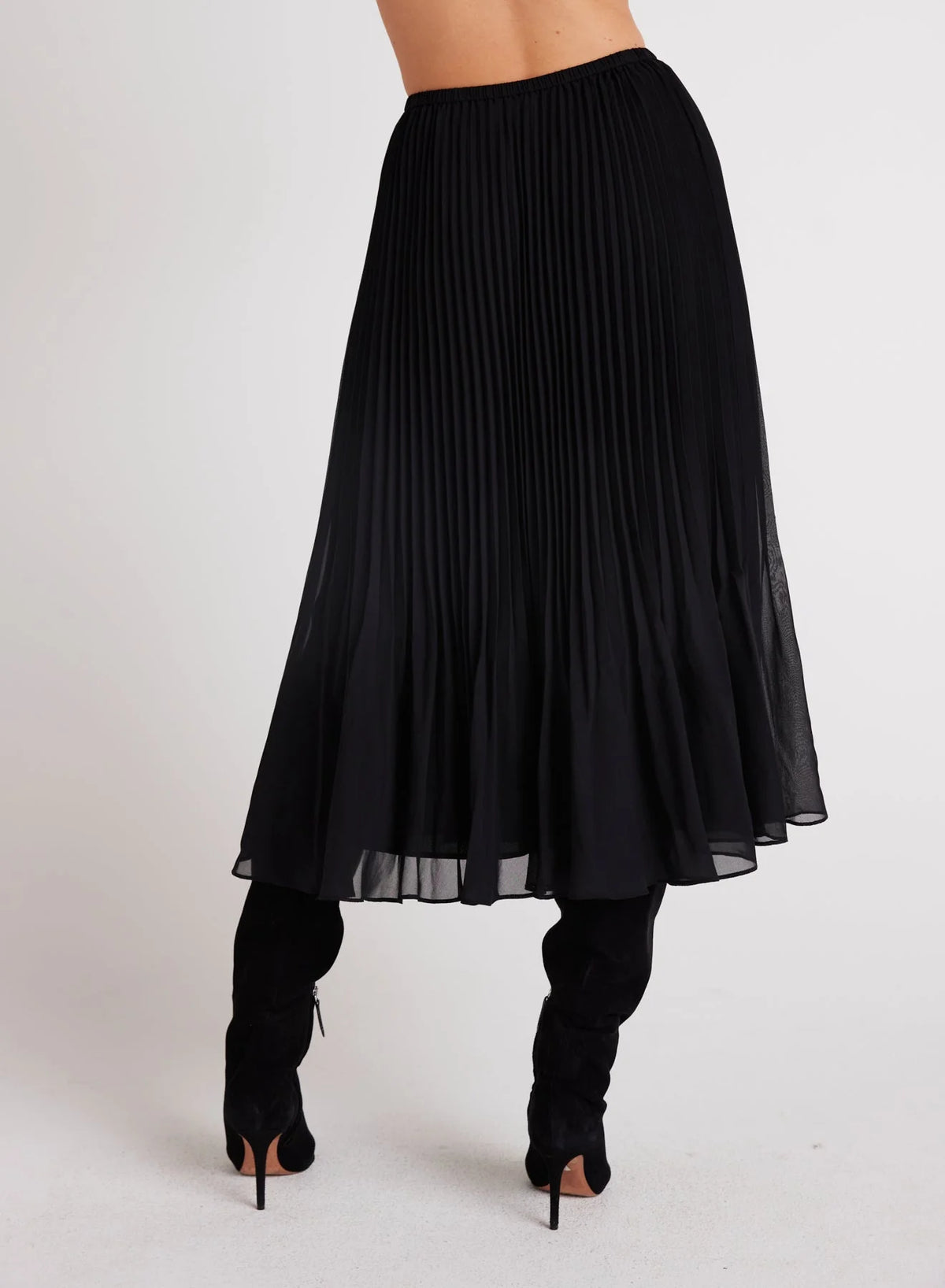 Sunburst Pleated Chiffon Midi Skirt