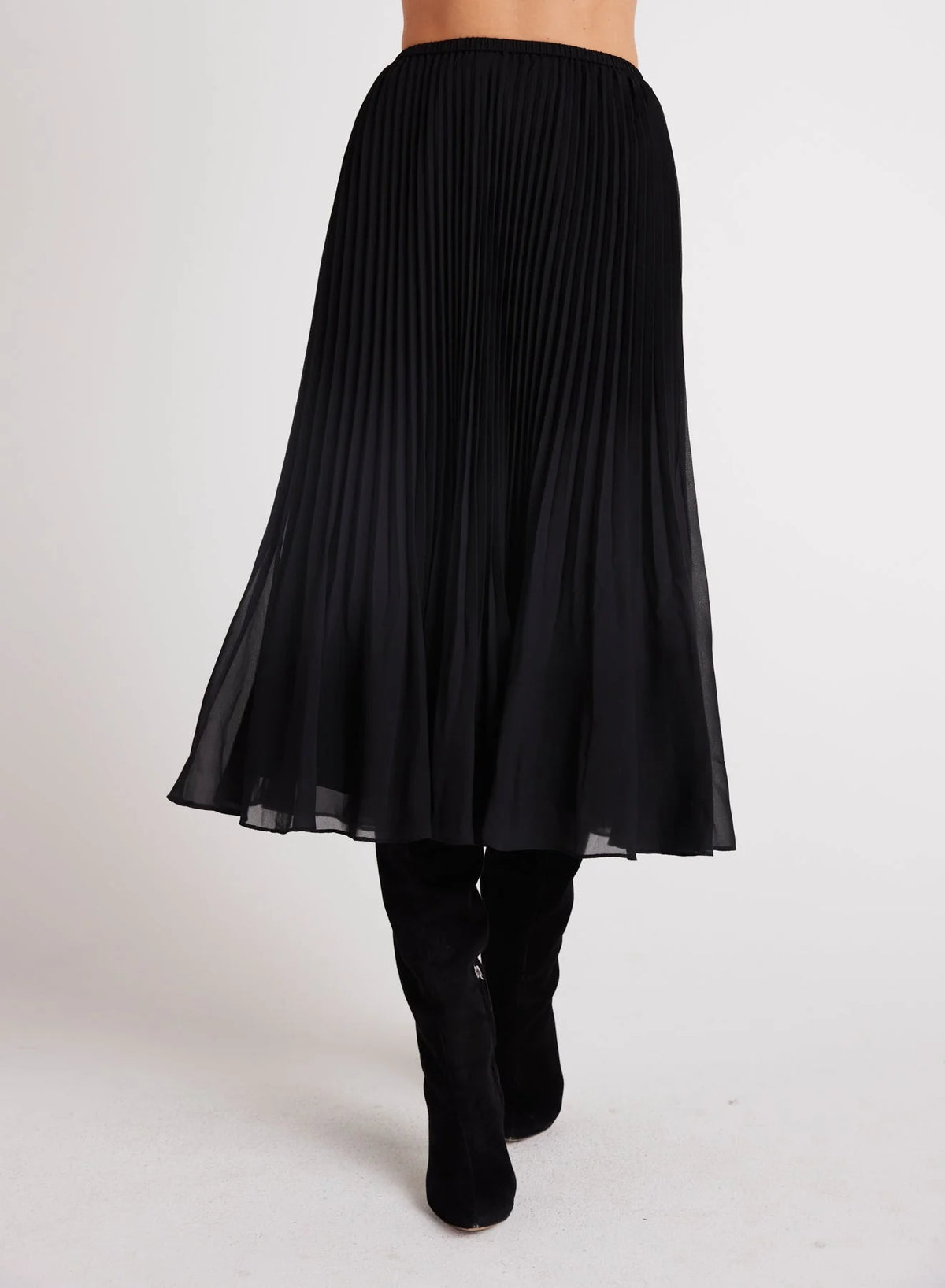 Sunburst Pleated Chiffon Midi Skirt