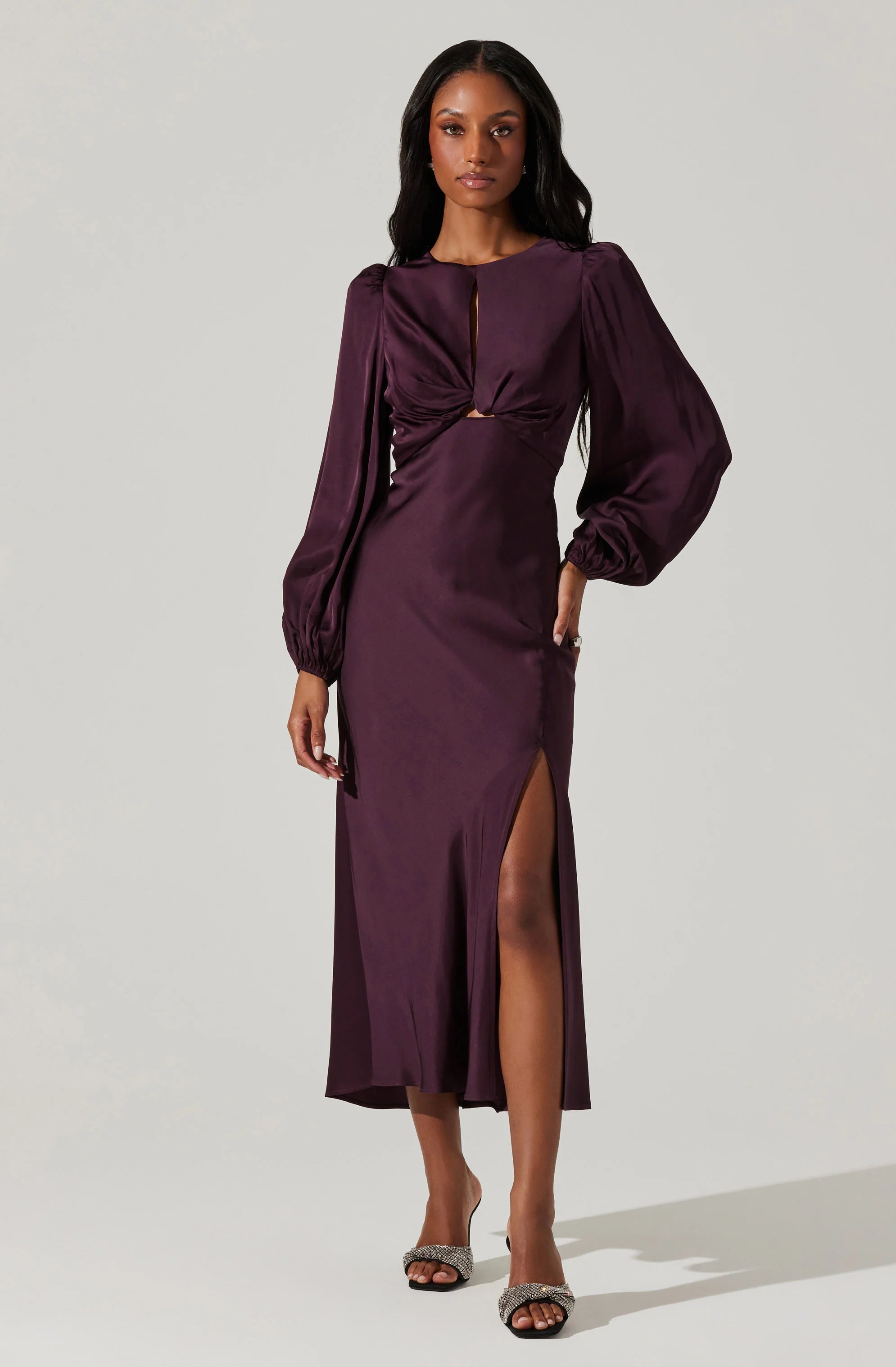 Suzy Satin Cutout Maxi Dress – La Tre Clothing