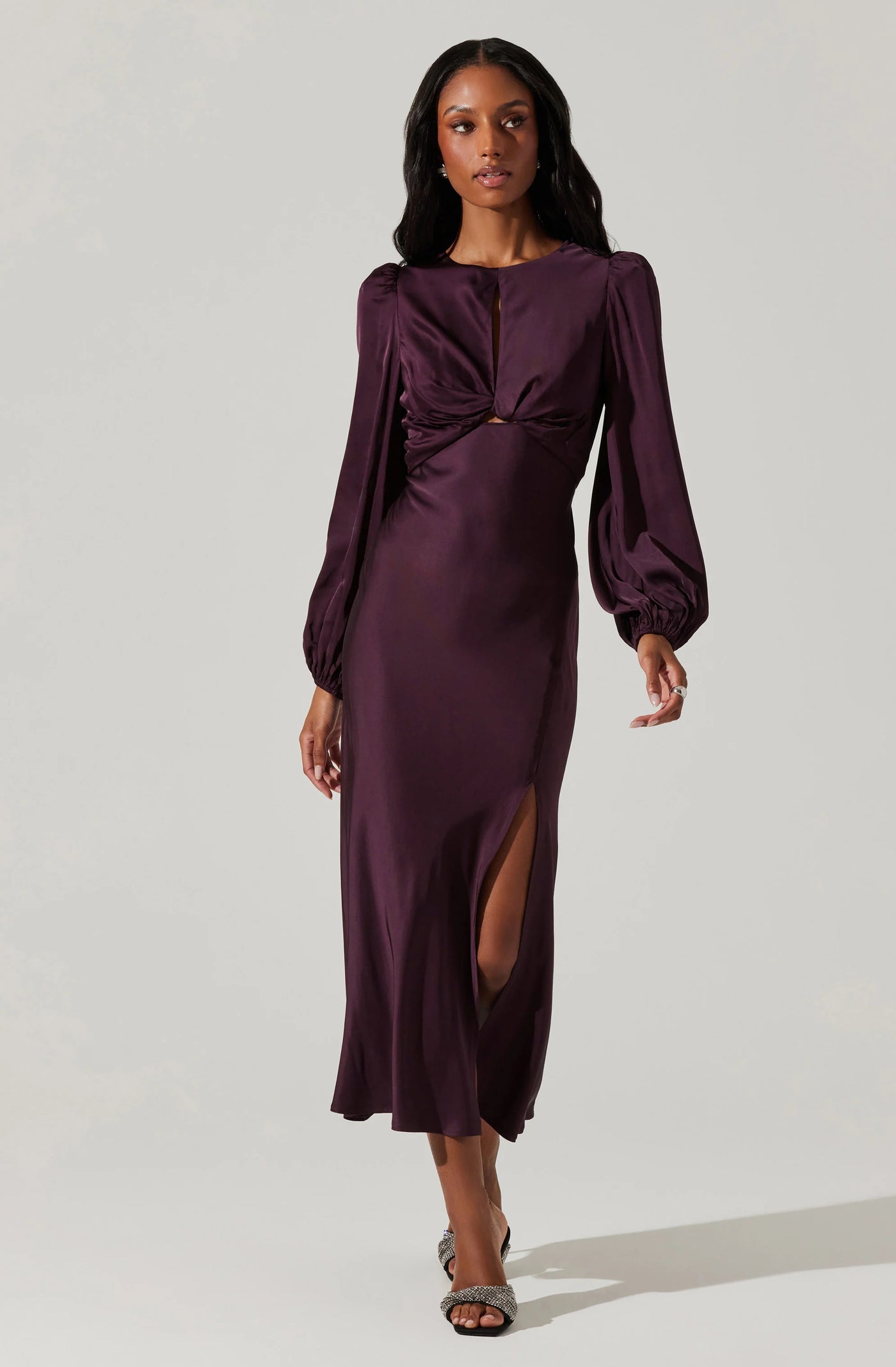 Suzy Satin Cutout Maxi Dress La Tre Clothing Suzy Satin Cutout Maxi Dress La Tre Clothing