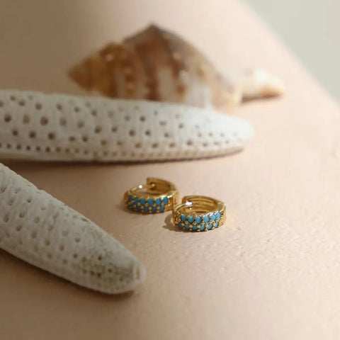 Turquoise Duo Huggies