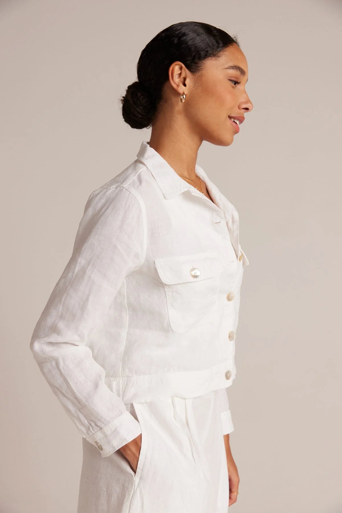 Utilility Linen Crop Jacket