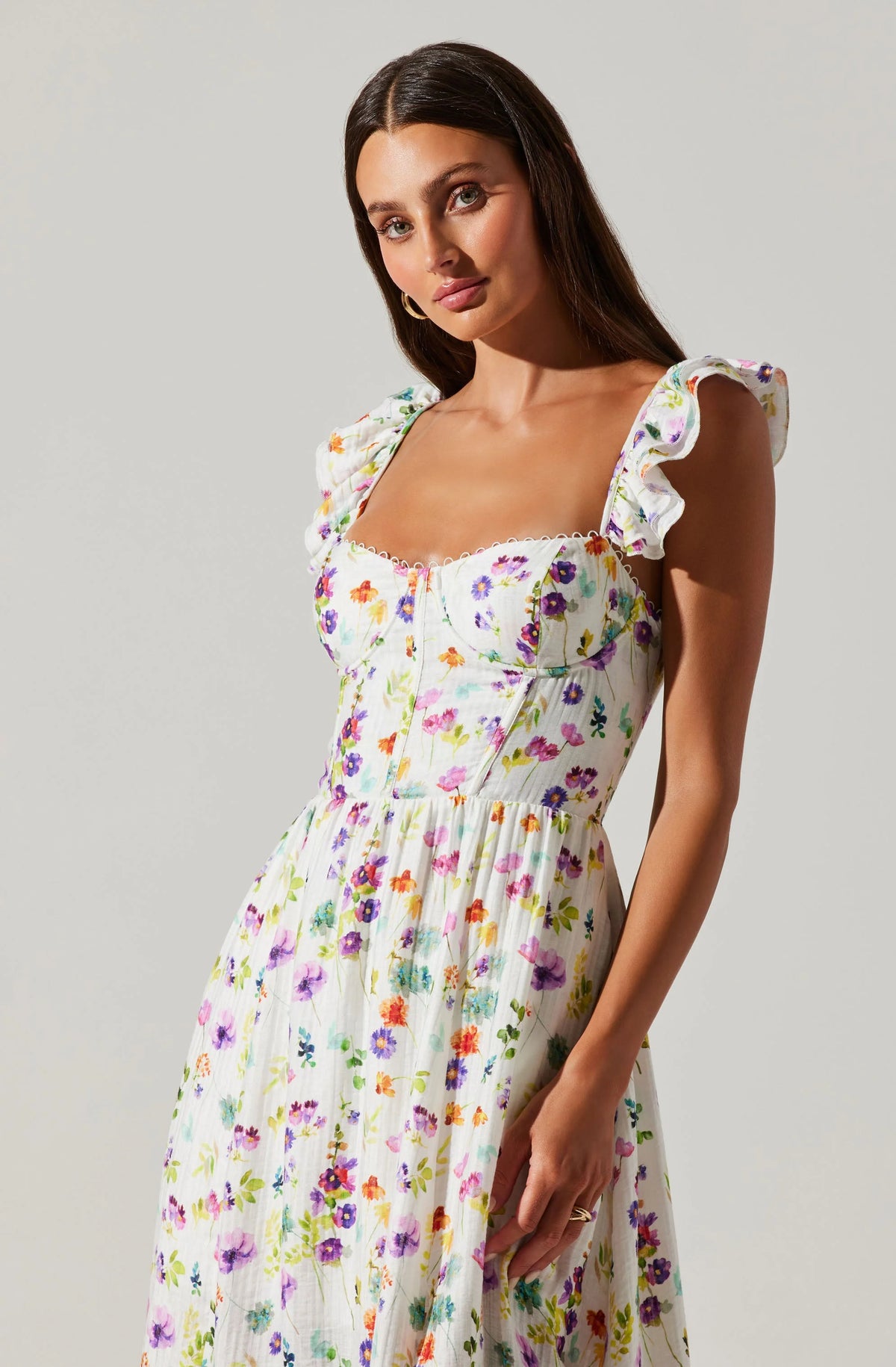 Wedelia Floral Bustier Midi Dress