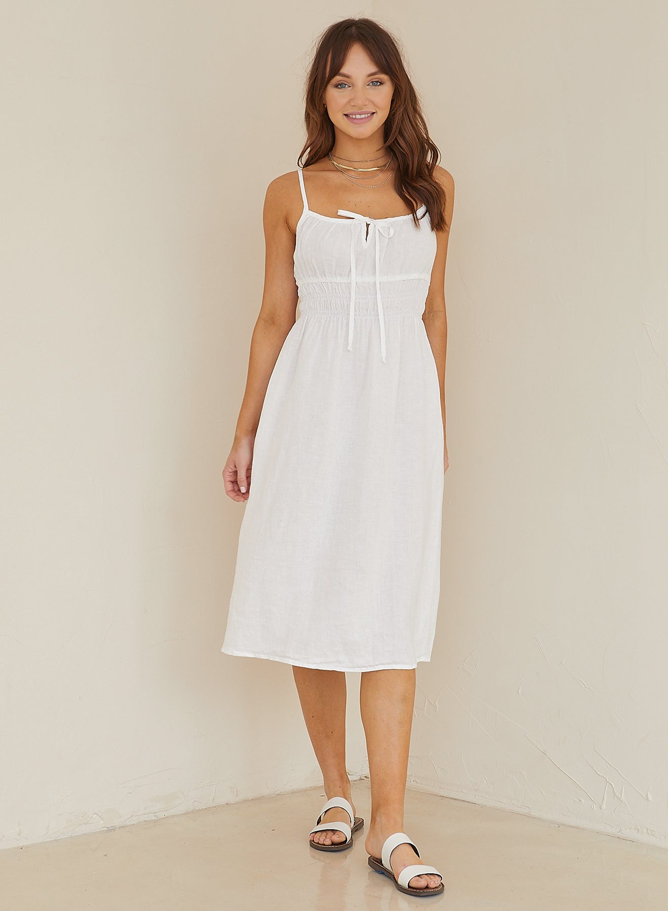 Ruched Cami Midi Dress La Tre Clothing Ruched Cami Midi Dress La Tre Clothing