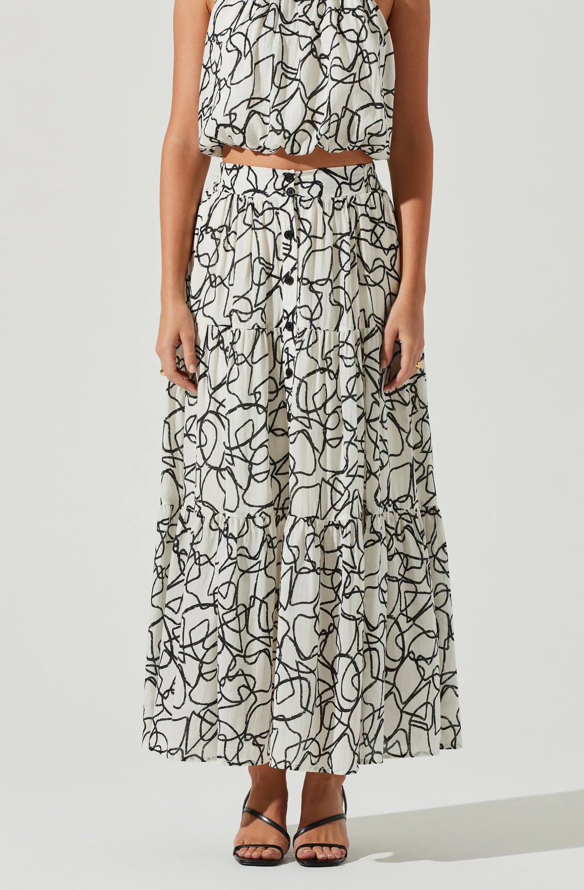 Cecile Abstract Midi Skirt