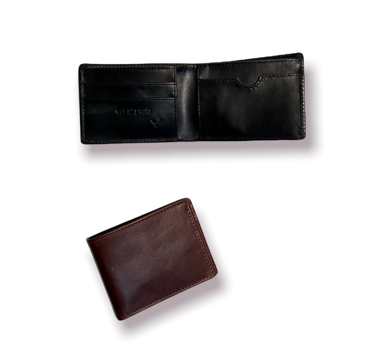 Men's Black Leather Wallet Slim Billfold