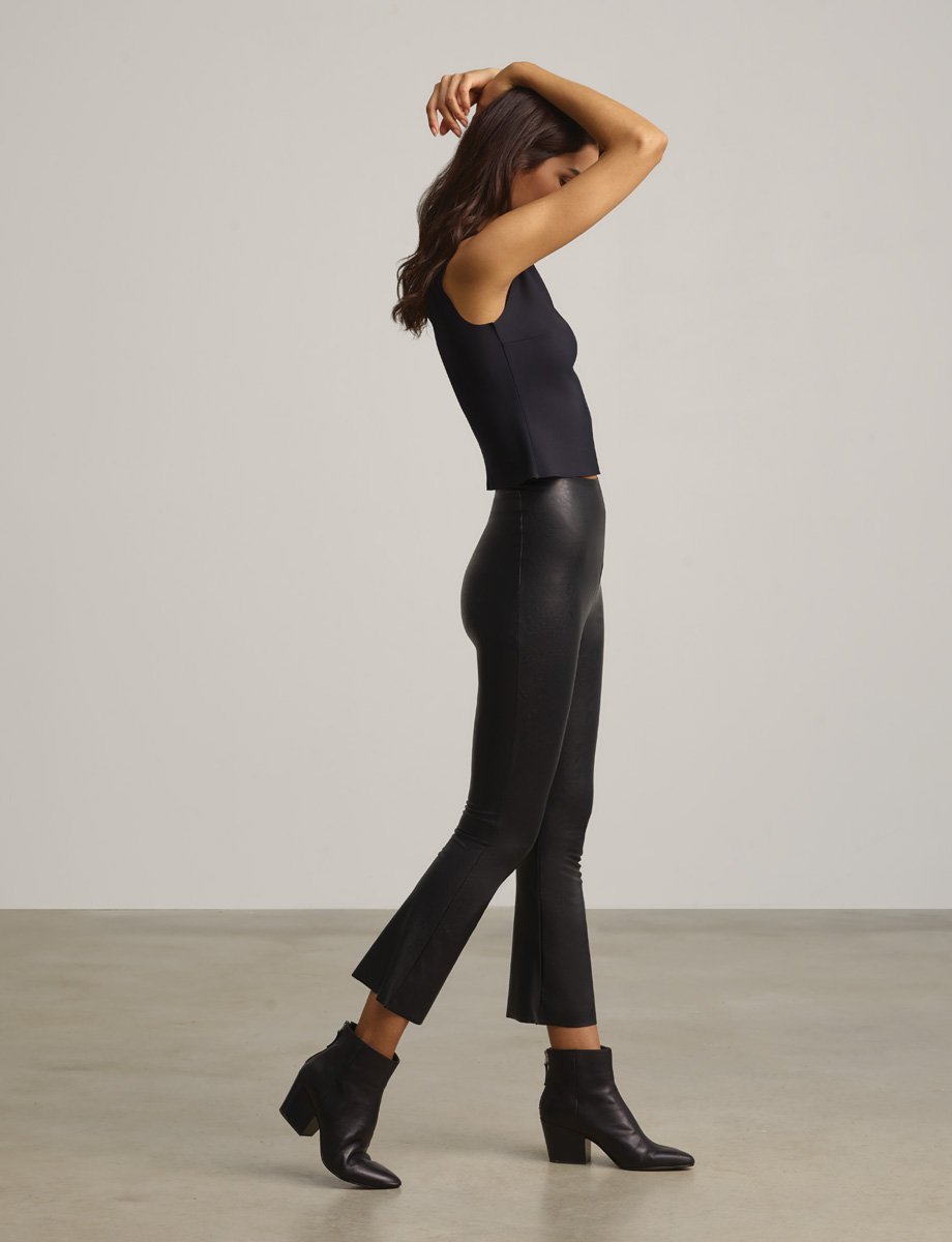 Faux Leather Crop Flare