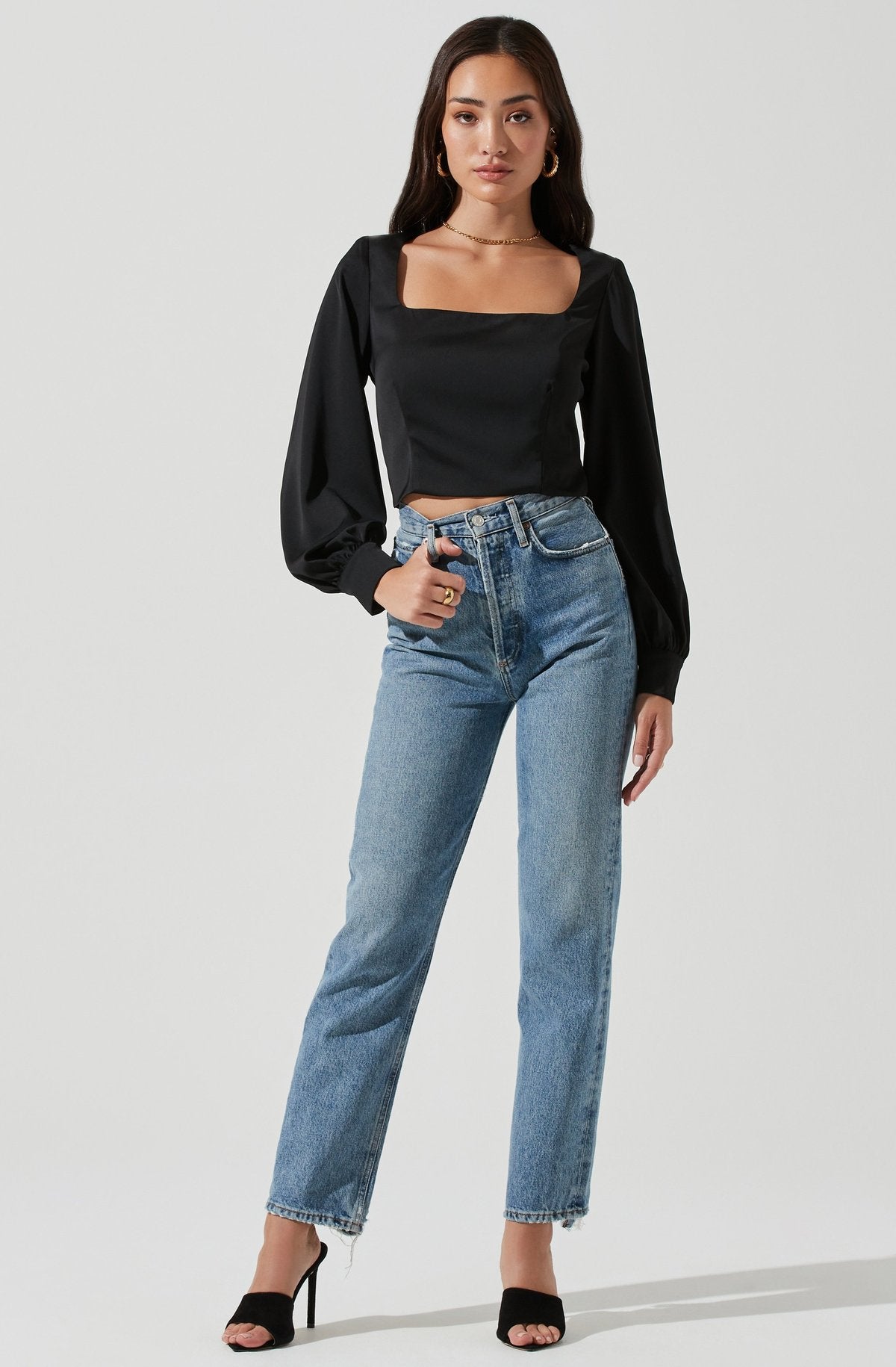 Long Sleeve Square Neck Top